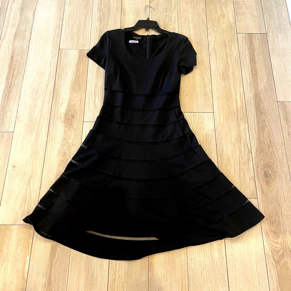 Black Escada A-line knit cocktail dress size 6